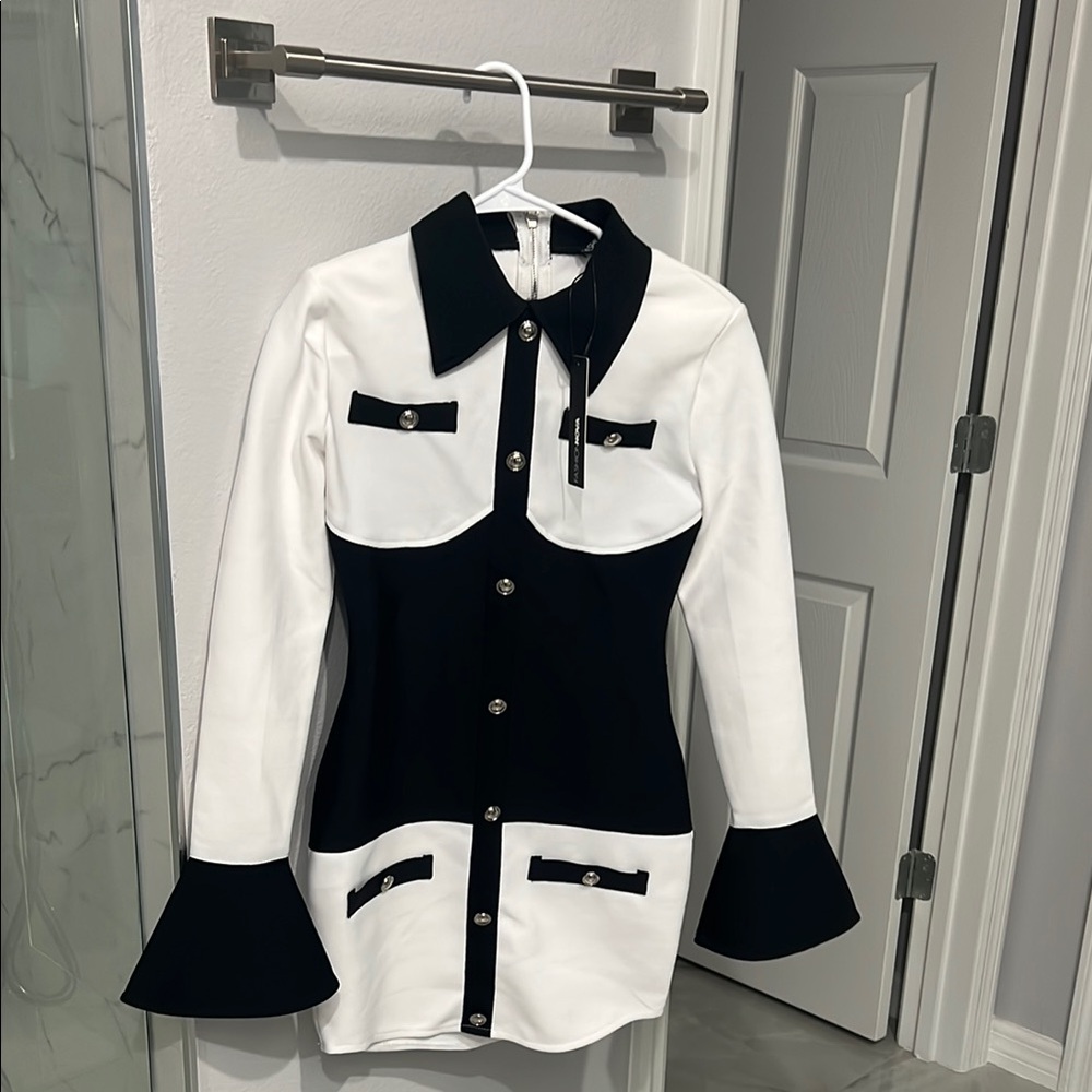 Elegant Black and White Women's Dress